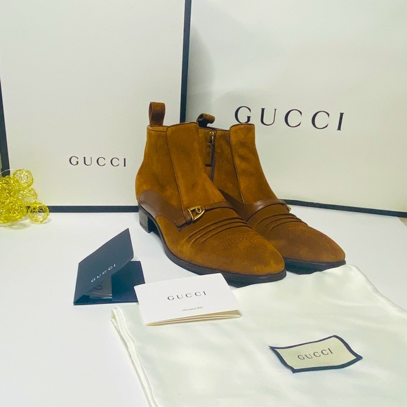 gucci suede boots mens